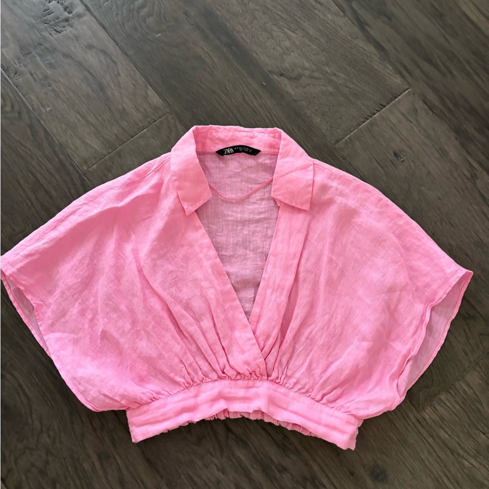 Zara Pink Linen Crop Top